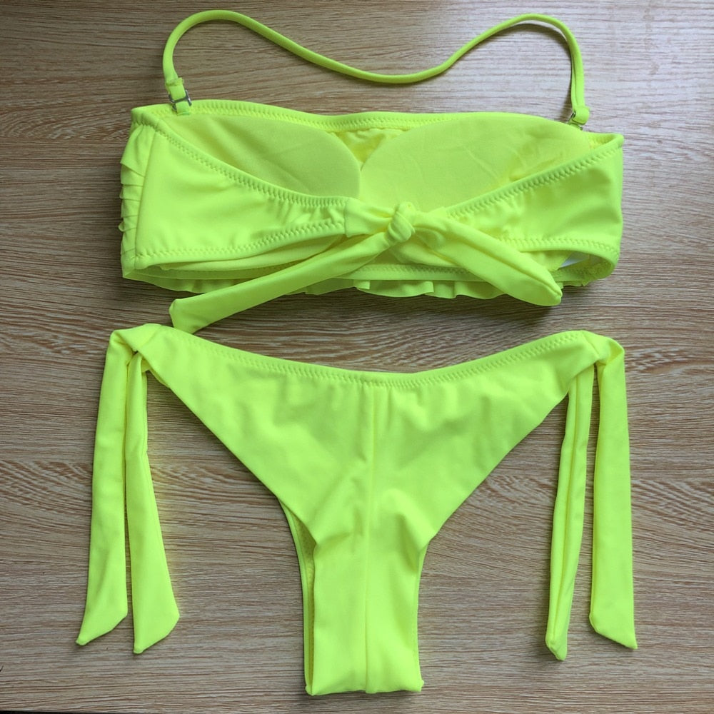 Ruffle halter neck Bikini Set