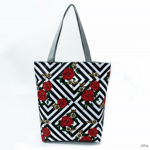 Canvas Print Shoulder Tote Bag 1271a