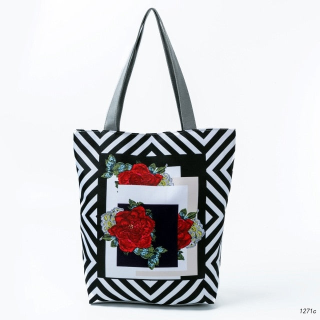 Canvas Print Shoulder Tote Bag 1271c