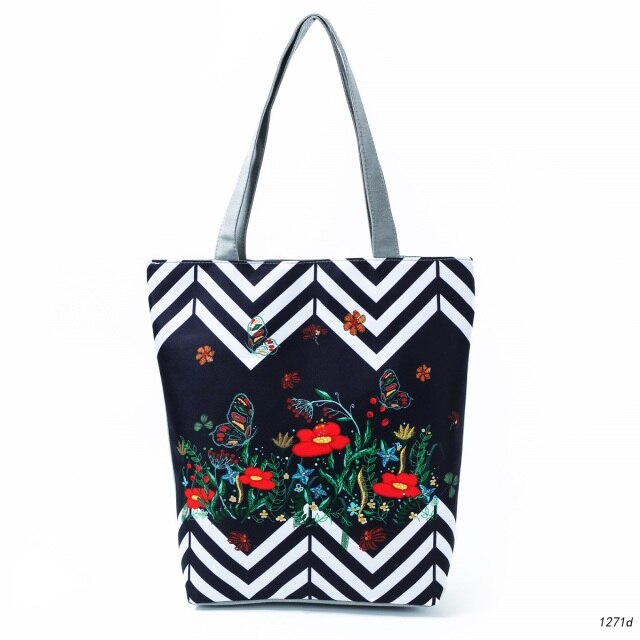 Canvas Print Shoulder Tote Bag 1271d