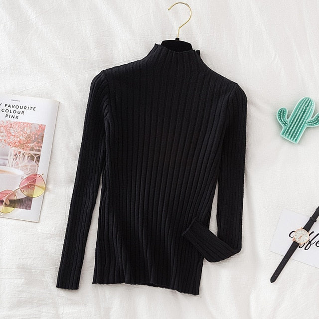 turtle neck long sleeve black top