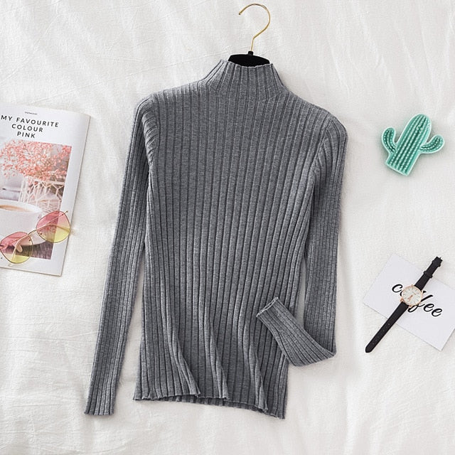 turtle neck long sleeve grey top