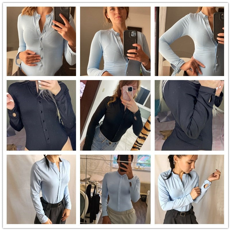 Button up Long sleeve ribbed Bodysuit