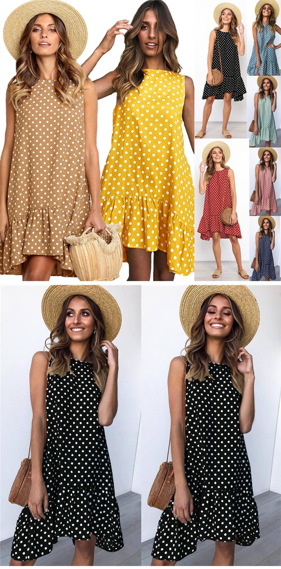 Polka Dot Chiffon Sleeveless Sundress