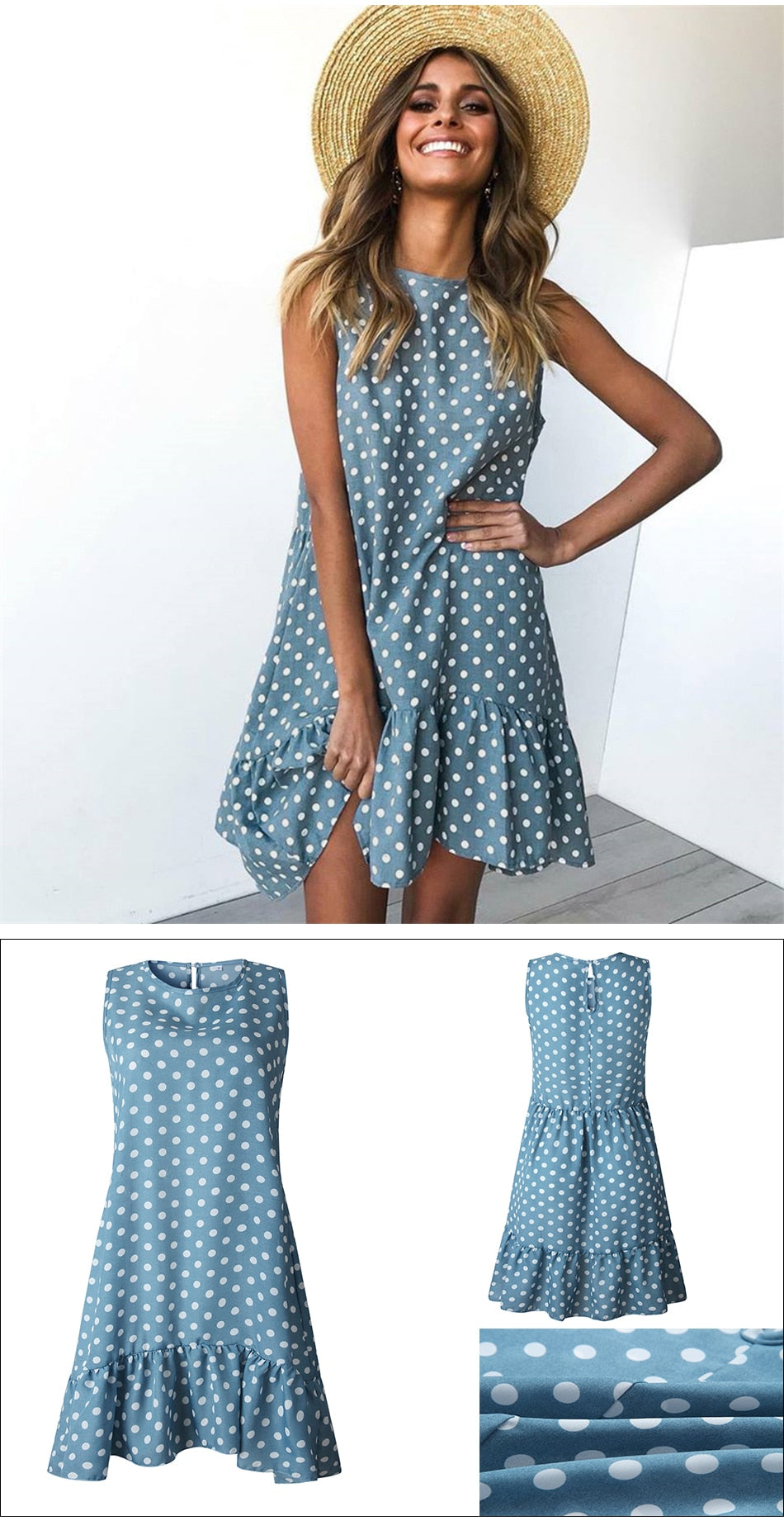 Polka Dot Chiffon Sleeveless Sundress