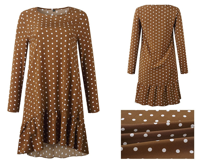 Retro Polka Dot Chiffon Long Sleeve Dress