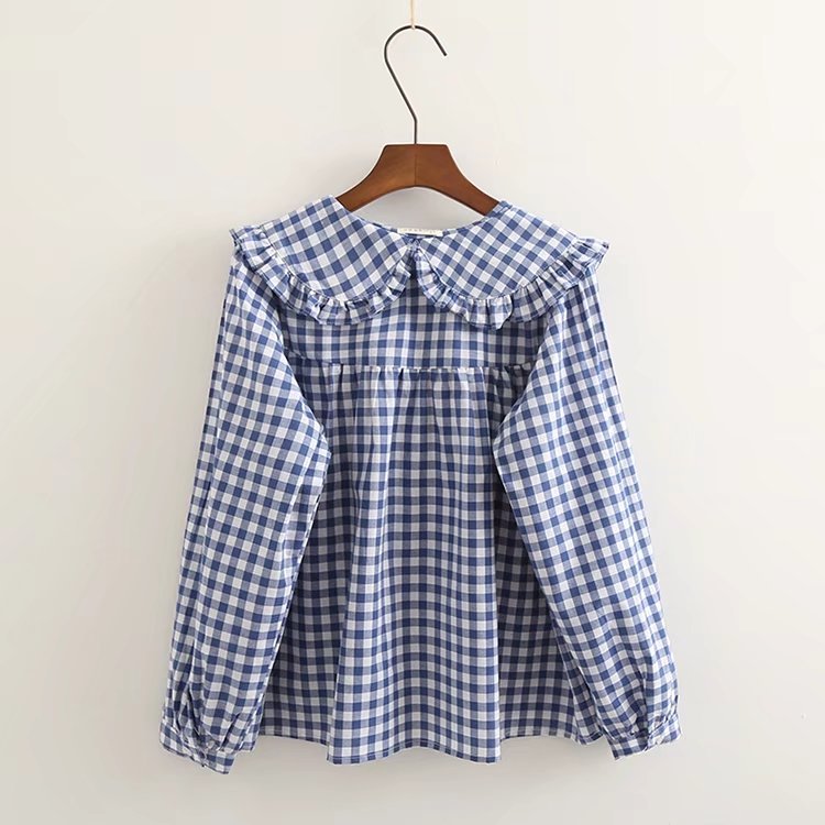 Checked Long Sleeve Blouse