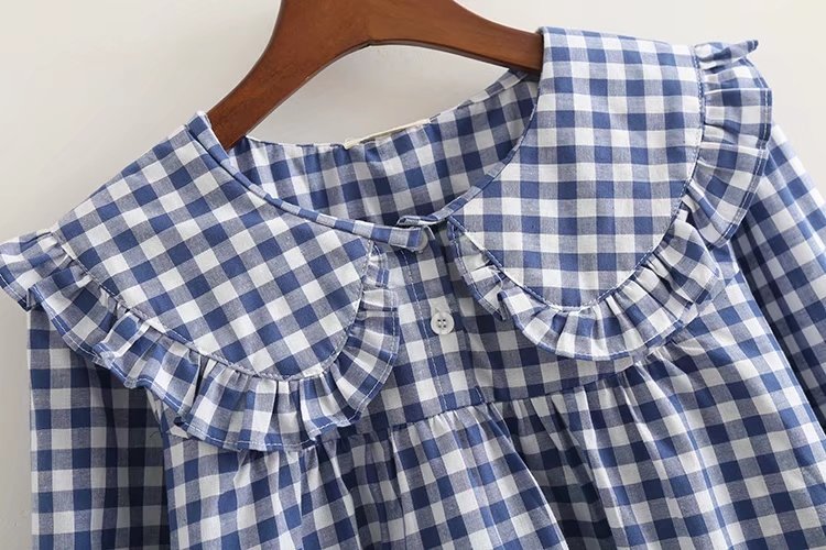 Checked Long Sleeve Blouse