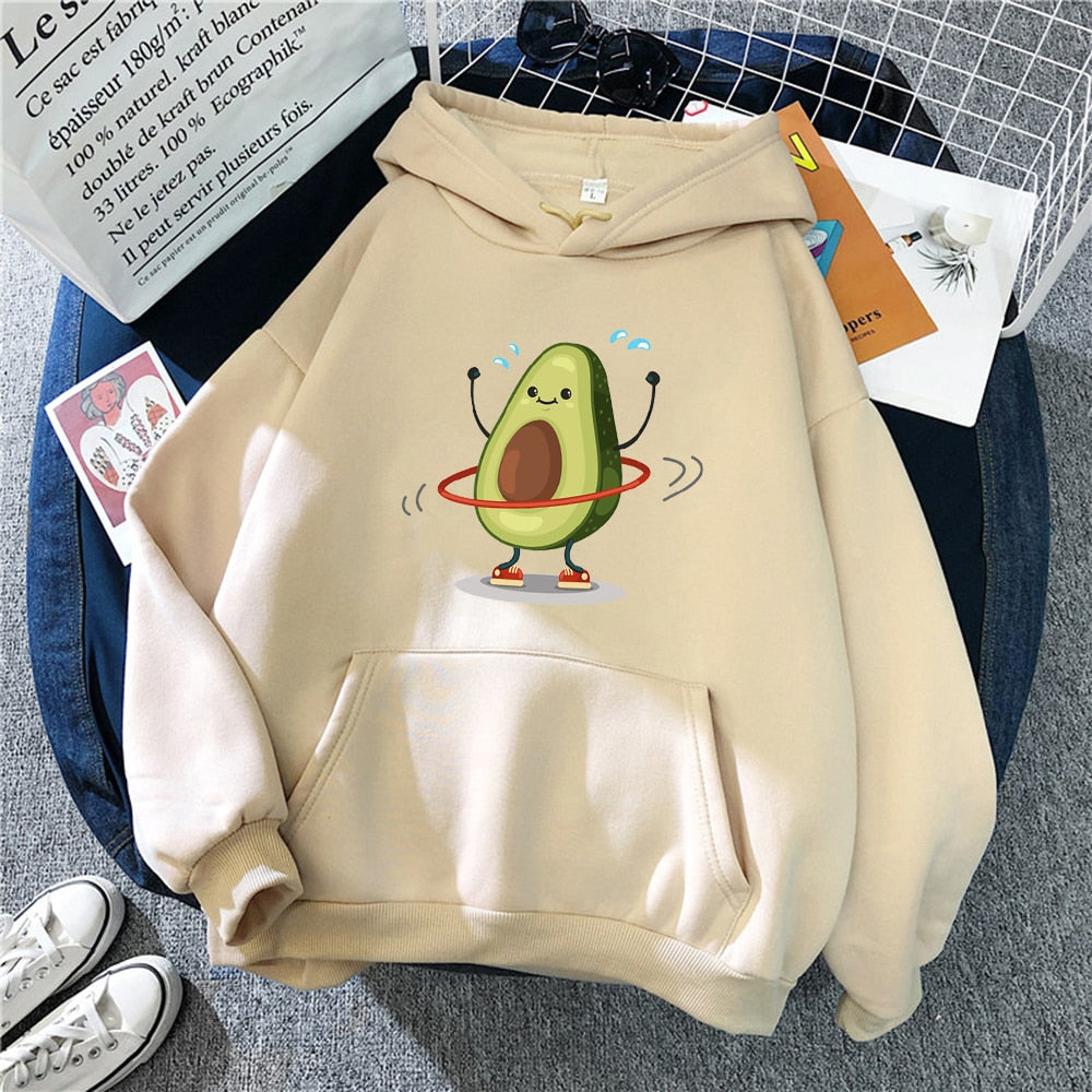 Avocado Cartoon Print Hoodie