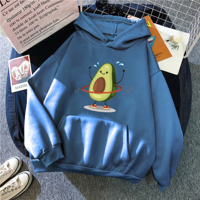 Avocado Cartoon Print Hoodie