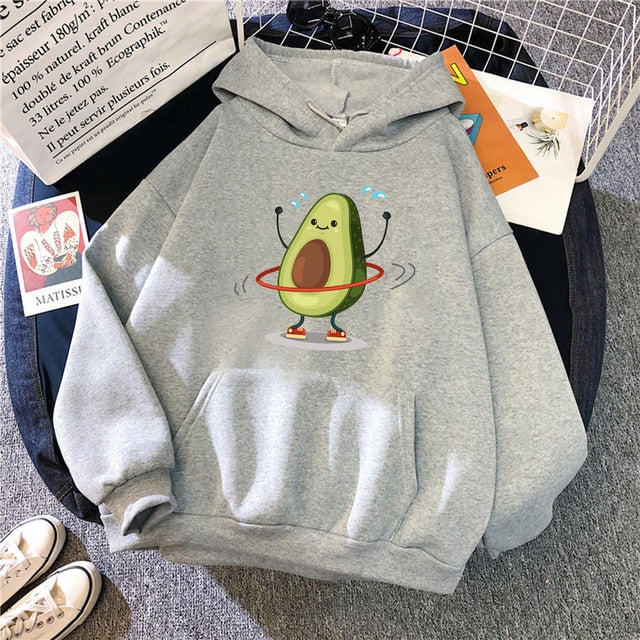 Avocado Cartoon Print Hoodie