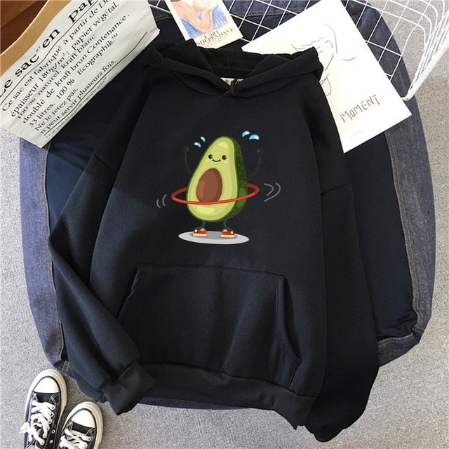 Avocado Cartoon Print Hoodie