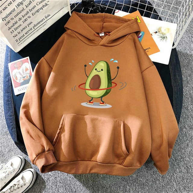 Avocado Cartoon Print Hoodie