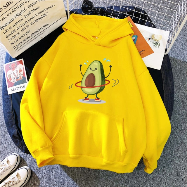 Avocado Cartoon Print Hoodie