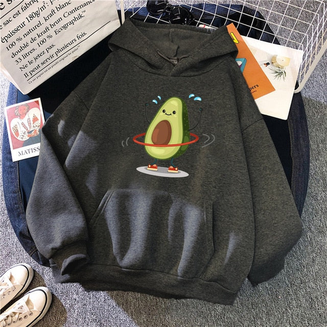 Avocado Cartoon Print Hoodie