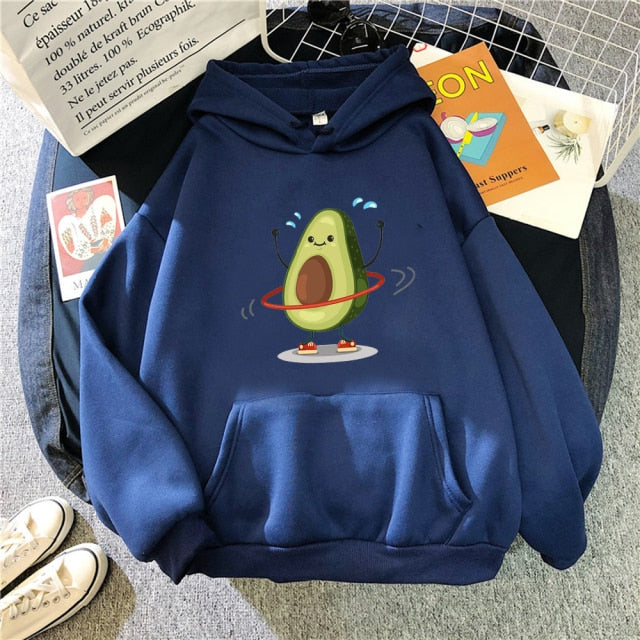 Avocado Cartoon Print Hoodie