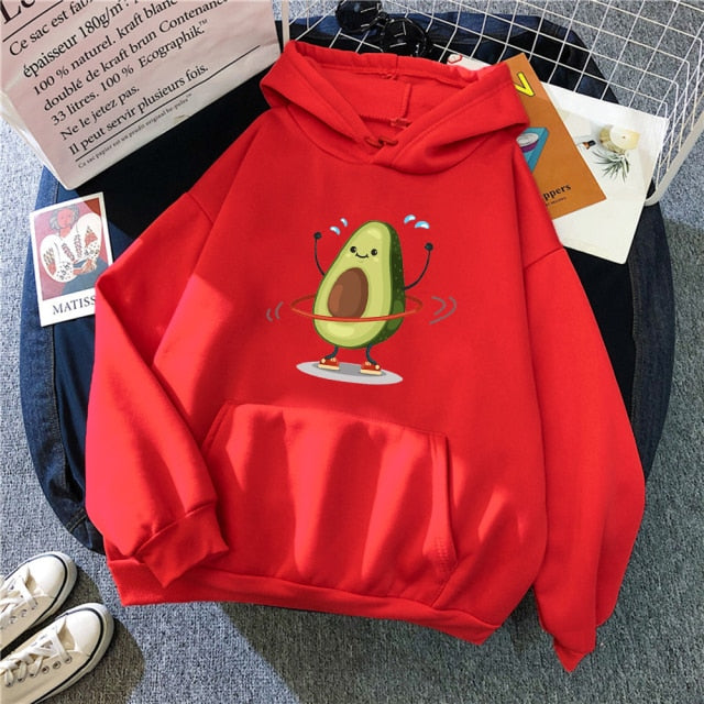 Avocado Cartoon Print Hoodie