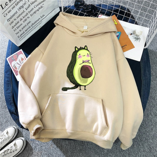 Avocado Cartoon Print Hoodie