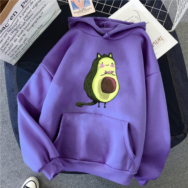 Avocado Cartoon Print Hoodie