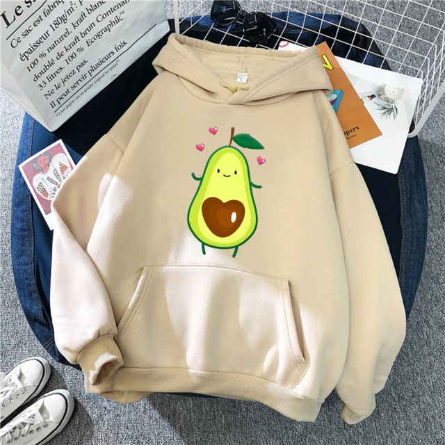 Avocado Cartoon Print Hoodie