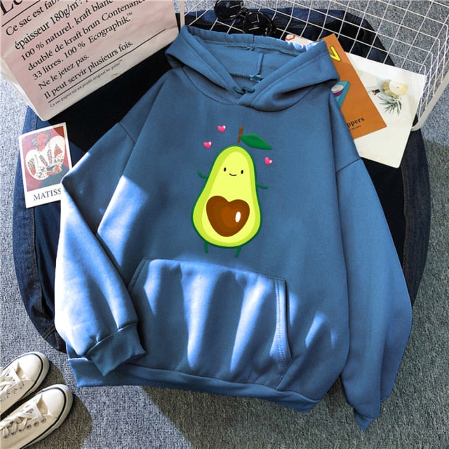 Avocado Cartoon Print Hoodie