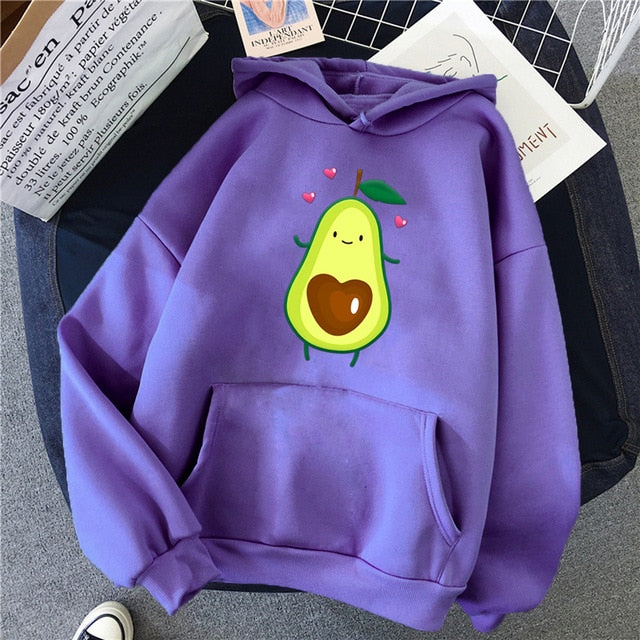 Avocado Cartoon Print Hoodie