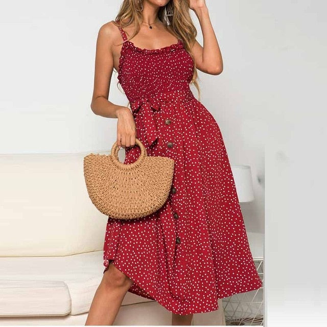 Polka Dot Backless Summer Dress