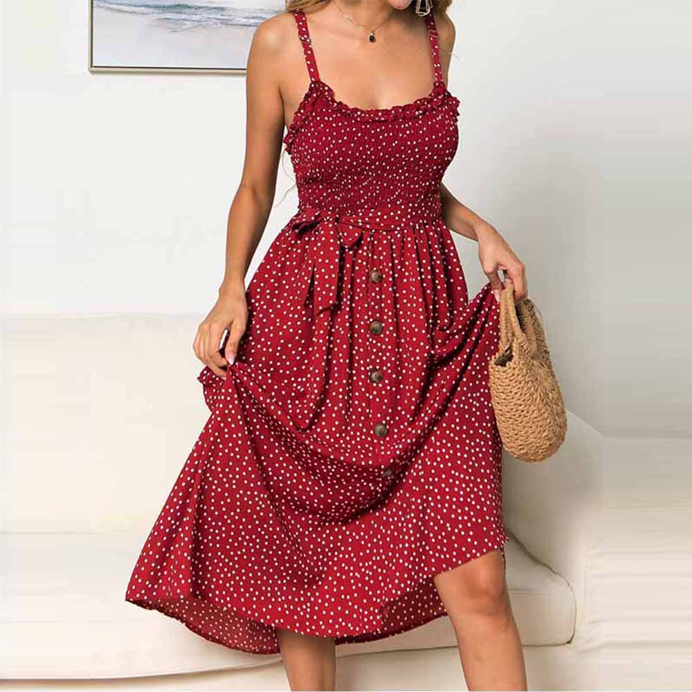 Polka Dot Backless Summer Dress