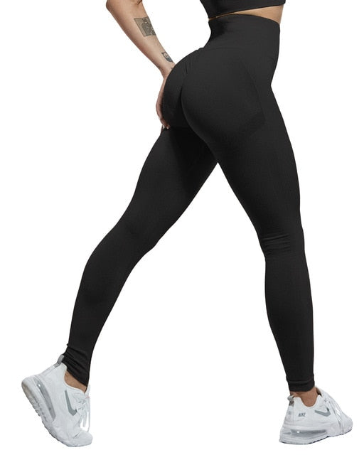 High Waist Push Up Gym Sport Leggings Solid Black