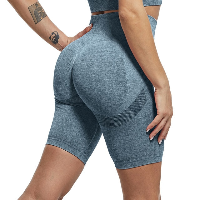 High Waist Push Up Gym Sport Leggings Short Leggings Blue