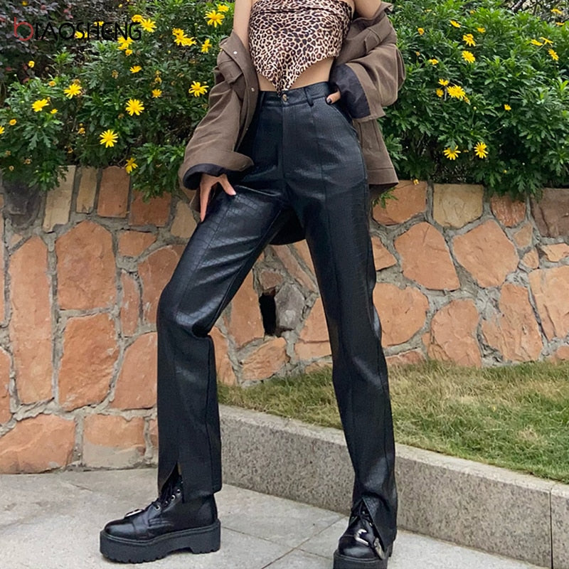 Faux Leather Pencil Trousers