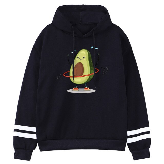 Avocado Cartoon Print Hoodie