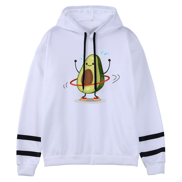 Avocado Cartoon Print Hoodie