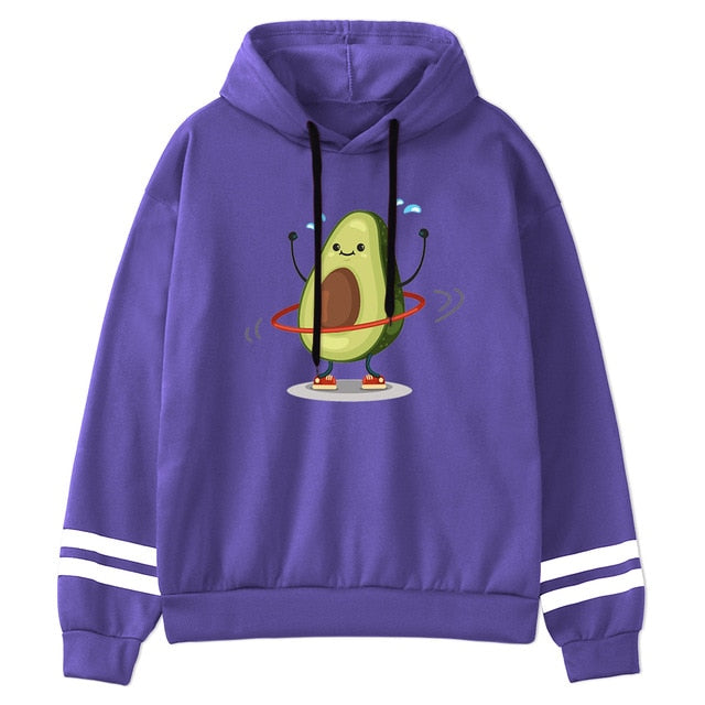 Avocado Cartoon Print Hoodie