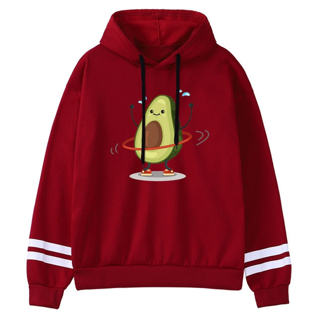 Avocado Cartoon Print Hoodie