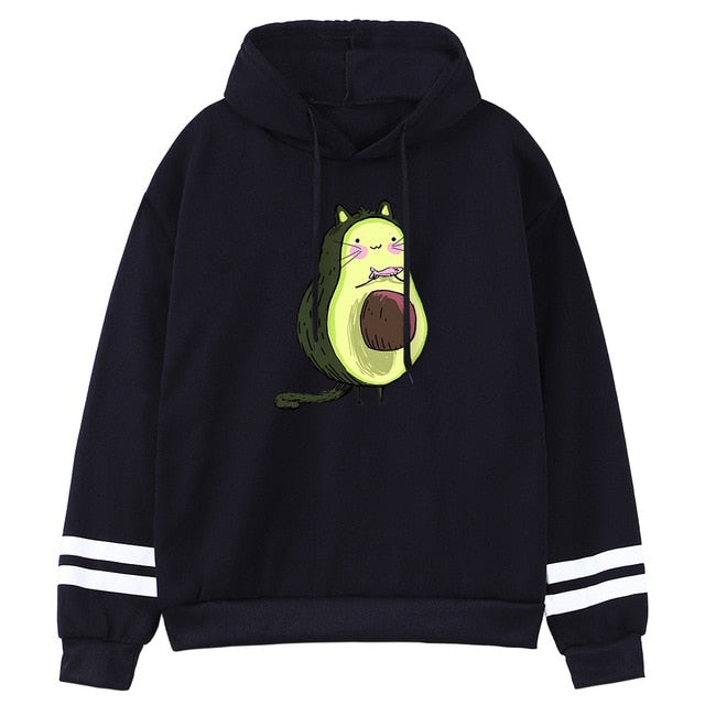 Avocado Cartoon Print Hoodie