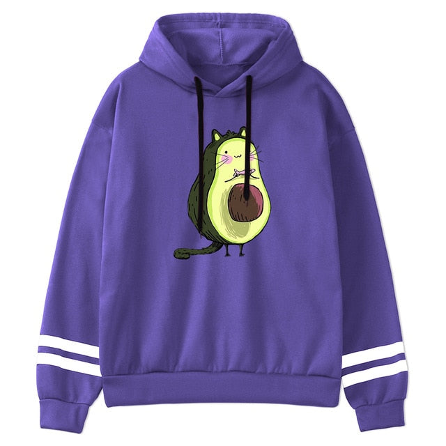 Avocado Cartoon Print Hoodie