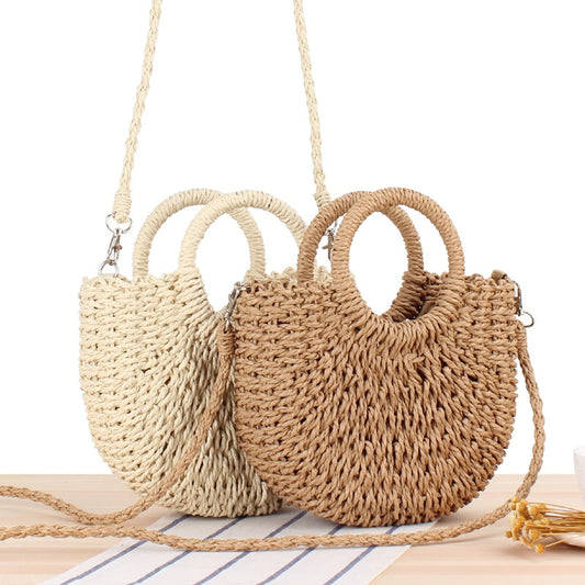 Half Moon Straw Handbag