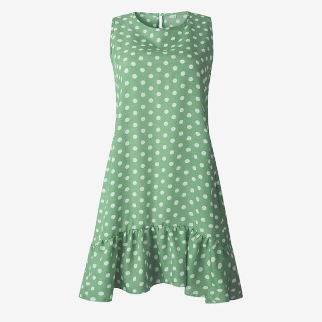 Polka Dot Chiffon Sleeveless Sundress