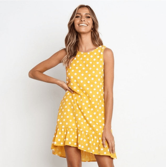 Polka Dot Chiffon Sleeveless Sundress