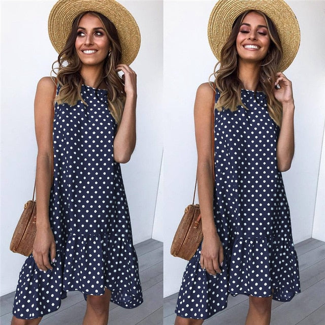 Polka Dot Chiffon Sleeveless Sundress