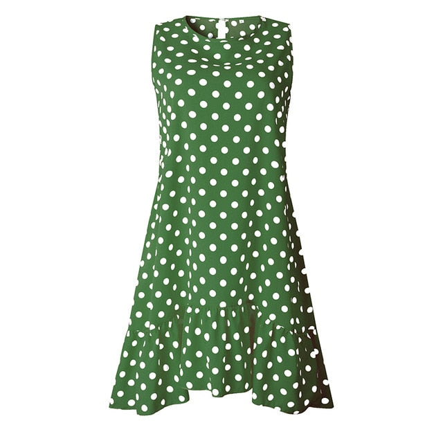 Polka Dot Chiffon Sleeveless Sundress