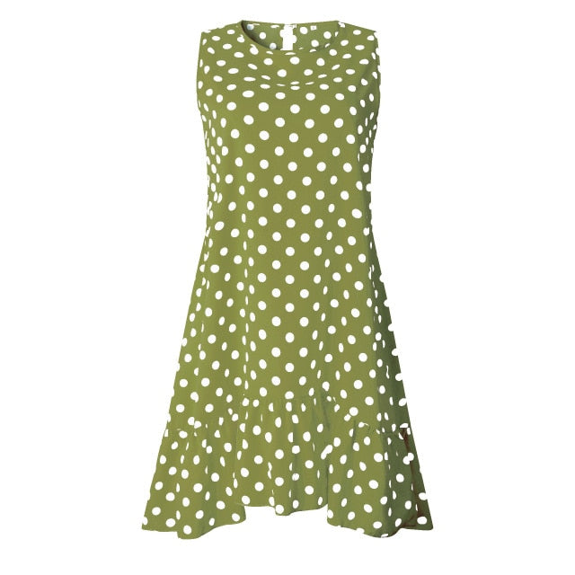 Polka Dot Chiffon Sleeveless Sundress