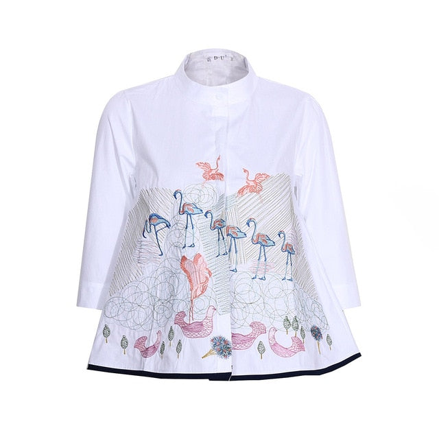 Abstract Embroidered 3/4 sleeve Blouse