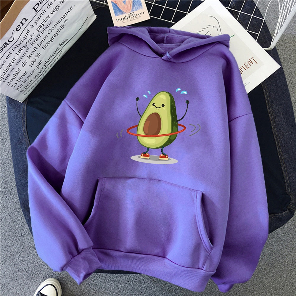 Avocado Cartoon Print Hoodie