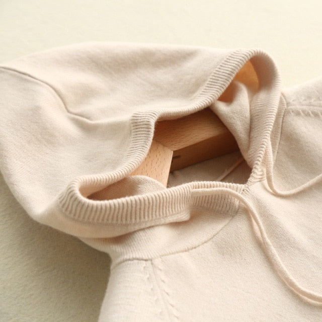 Hooded Long Sleeve Sweatshirt Beige