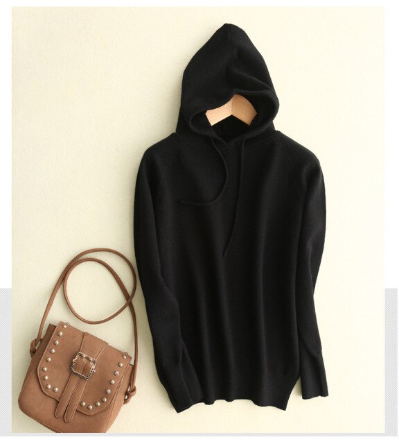 Hooded Long Sleeve Sweatshirt Black