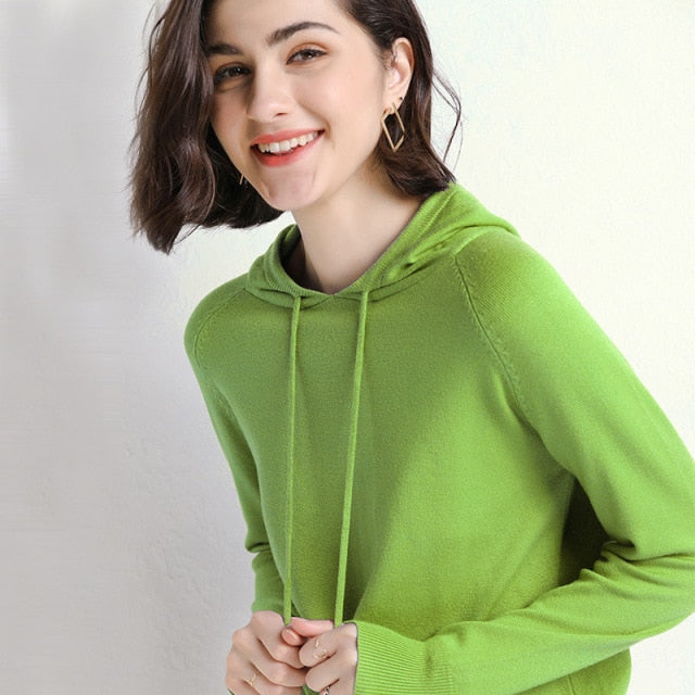 Hooded Long Sleeve Sweatshirt Fruit green