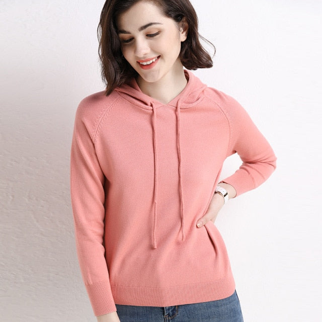 Hooded Long Sleeve Sweatshirt Skin powder