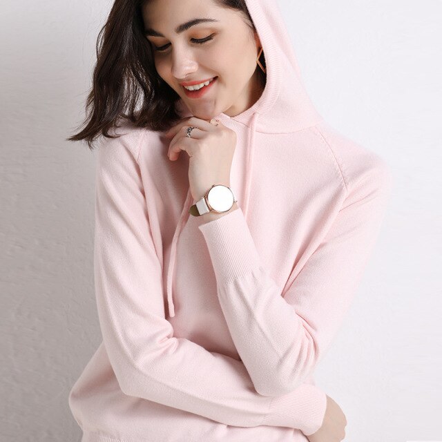 Hooded Long Sleeve Sweatshirt Pink